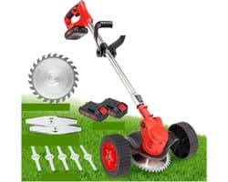 Grasmaaier, 24V Elektrische Grastrimmer Draadloze Grasmaaier Dubbele Wiel Lengte Verstelbare Tuin Snoeischaar Tool Met 2 Batterij