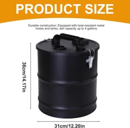 Asstofzuiger met slang - Reinigingsset Haard - Kachel Reinigen - Ruime capaciteit - 4 Gallon - Zwart — thumbnail 5