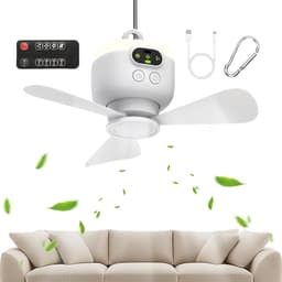 Batterij Plafondventilator - Draadloze Ventilator - Efficiënte Koeling - Afstandsbediening Inbegrepen - 25 cm - Wit — thumbnail 1