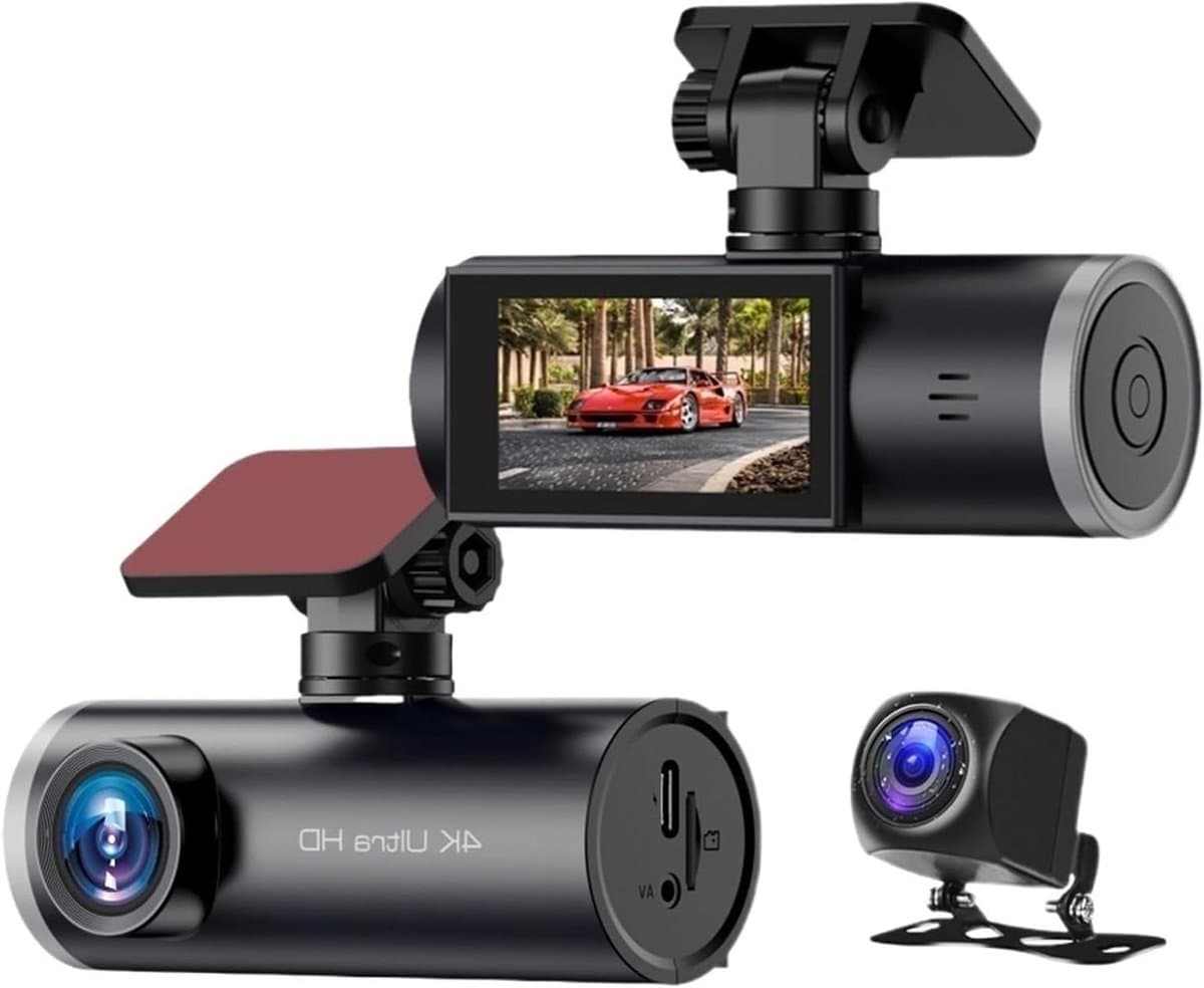 Auto Dashcam - 4K Recorder - Veilig Rijden - Dubbele Opname - 170 Graden - Zwart — afbeelding 1