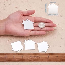 Set van 10 aluminium blanco stempel tags hangers van 35x38,5x1 mm, ideaal voor het maken van DIY sieraden met een lichte en duurzame afwerking — thumbnail 3
