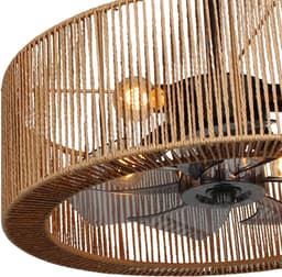 Plafondventilator met verlichting | 50 cm | plafond ventilatoren | 3 lichts | LED | zwart bruin transparant | kunststof rotan | moderne functionele design verlichting — thumbnail 4
