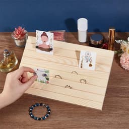 7 Slots Houten Oorbellen Displaystandaard, Oorbellen Kaarthouder met 2 Afneembare Pinnen, Organisator voor Sieraden en Oorbellen, 29 x 19 cm — thumbnail 3