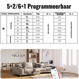 Slimme Thermostaat Temperatuurregeling met Touchscreen – Wifi Thermostaat met App Bediening & Programmeerbare Instellingen – LCD Touchscreen Thermostaat Zwart Compatibel met Google Home | Eenvoudige Opbouwmontage & Energiezuinig — thumbnail 4