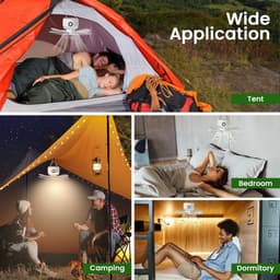 LAMA Plafondventilator, campingventilator, tent, ventilator, 8000 mhA, ventilator met afstandsbediening/led/haak voor outdoor, camping, kantoor, huis, binnenplaats — thumbnail 4