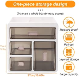 Cosensi - 4-Tier Medicine Cabinet Organizer - Opbergdoos - Duurzaam - Plastic - Medicijnen Organizer - Geschikt voor Thuis en Kantoor - 4 Laden — thumbnail 2