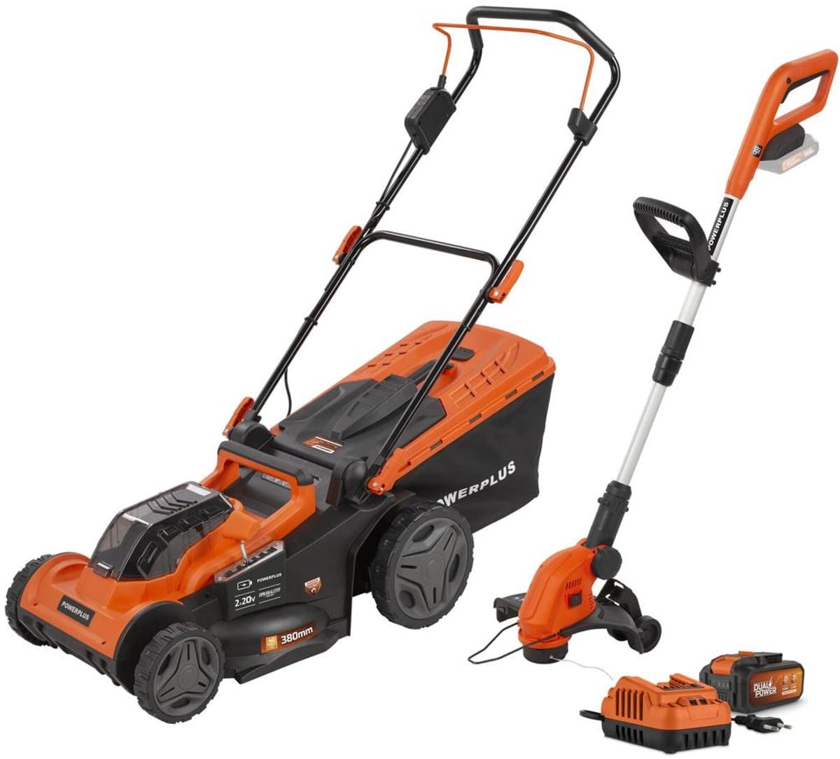 Dual Power Tuingereedschapsset borstelloos POWDPG75569 - 2 items incl. batterij 2x20V 5.0/2.5Ah en lader, 1 acc. — afbeelding 1
