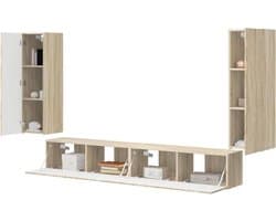 TV Wandkast Set - Mediameubel Entertainment Unit - Media Opbergen - Wandmontage Design - 97 x 31 x 295 cm