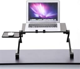 Verstelbare Laptopstandaard van Aluminium met Muismat, Vouwbare Notebookhouder voor Bed, Kantoor en Ontspanning — thumbnail 4