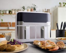 Dubbele Heteluchtfriteuse - Airfryer Duo - Gezond Koken - Twee Lades - 9 Liter - Wit — thumbnail 5