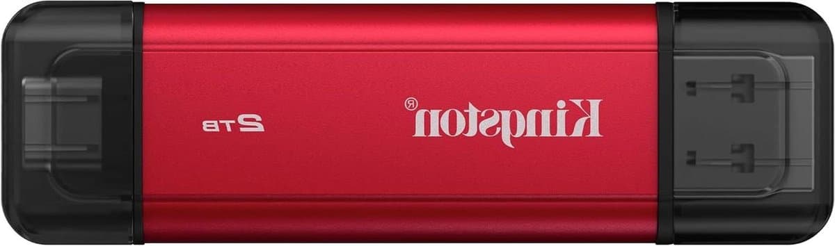 Draagbare SSD - Externe Opslag - Bestanden Overzetten - Dubbele USB-A/C Connector - 2TB - Rood/Zwart — afbeelding 1