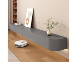 Zwevende tv-standaard - Tv-meubel wandmontage - Media organiseren - Met opbergdeurtjes - 140 cm breed - Grijs