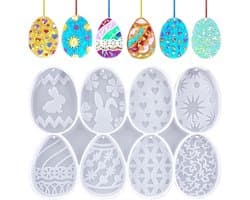 3D-siliconenvormen voor paaseieren - Herbruikbare gietvormen voor epoxyhars, gips en paasdecoratie - 8 stuks voor creatieve DIY-projecten
