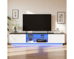 Tv-kast - Mediameubel Woonkamer - Moderne Opbergruimte - Instelbare Ledverlichting - 160 cm Breed - Wit
