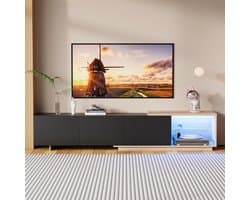 Tv-kast - Tv-meubel - Woonkamer Opbergen - Verstelbare Ledverlichting - 240 cm - Zwart