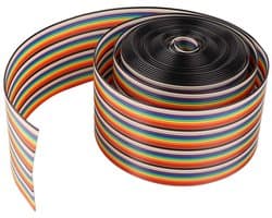 40-Pins Regenboog Flat Ribbon Kabel, 1.27mm IDC Draad, Flexibele Verbinding voor Elektronica (5m)