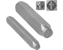 2 Stuks Kruisvormige Metaalstempels, 2 Maten, Carbon Staal Stempelgereedschap voor Sieraden en Sleutelhangers Maken