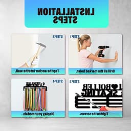Rolskates Medaillehouder voor Sportprijzen, Wandmontage Medailles Display, Ideaal voor Meer dan 60 Medailles en Awards — thumbnail 3