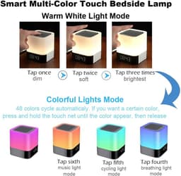 Oneay Bluetooth-nachtlampje — Een draadloze Bluetooth-speaker met ledverlichting en zeven kleurmodi, voorzien van een ingebouwd klokdisplay. Een ideaal cadeau voor vrienden en collega's. — thumbnail 5