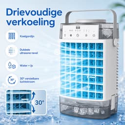 Rosnek 4-in-1 Mini Airco & Luchtkoeler - Aircooler Zonder Afvoerslang met 1600ML Dubbel Waterreservoir - Tafelventilator met Luchtbevochtiger & Nachtlampje - USB - Draagbaar voor Slaapkamer & Kantoor - Grijs — thumbnail 5