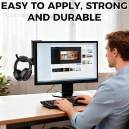 Set van 4 Gaming Headset Houder - Zelfklevende Monitor Haken voor Headset en Hoofdtelefoons - Ruimtebesparende Houder met Sterke Lijm voor Scherm, Tafel en Wandmontage — thumbnail 3