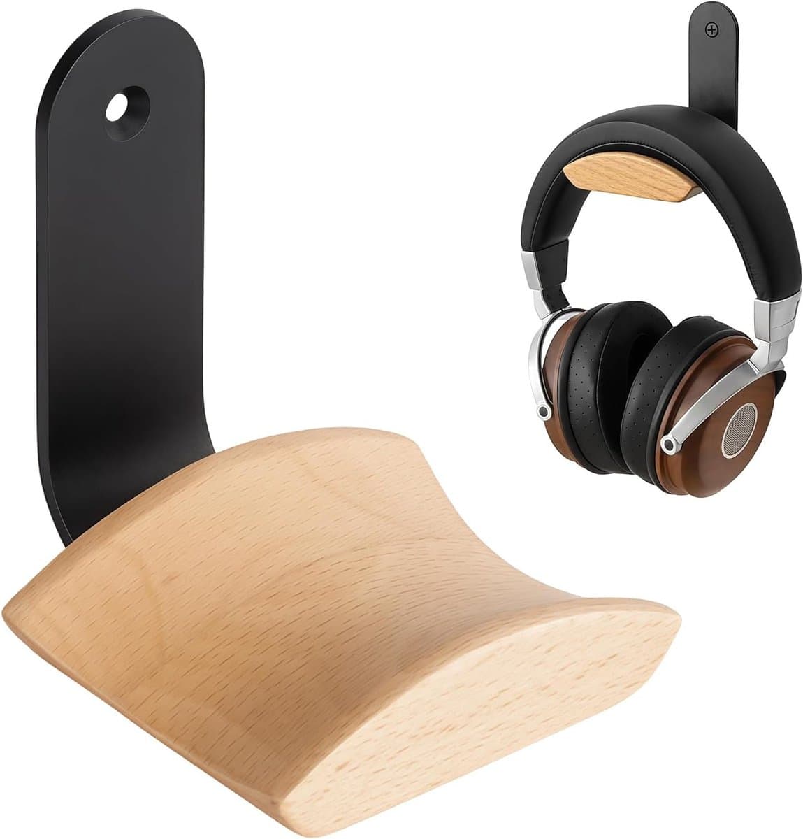 Hoofdkussenhouder van Beukenhout met 3M Lijm en Schroef, Ideale Stand voor Over-Ear Gaming Hoofdtelefoons, Duurzaam en Praktisch Ontwerp — afbeelding 1