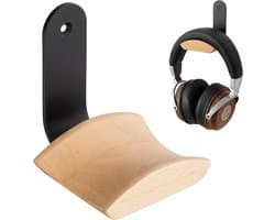 Hoofdkussenhouder van Beukenhout met 3M Lijm en Schroef, Ideale Stand voor Over-Ear Gaming Hoofdtelefoons, Duurzaam en Praktisch Ontwerp