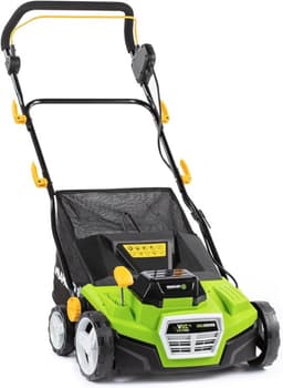 Verticuteermachine – Elektrische Gazonschraper – Mosverwijderaar – Gazonbeluchter – Accu Verticuteerder – Borstelloze Motor – Werkbreedte 38 cm met 16 Messen – 5 Instelbare Dieptes en Ergonomische Handgreep — thumbnail 1