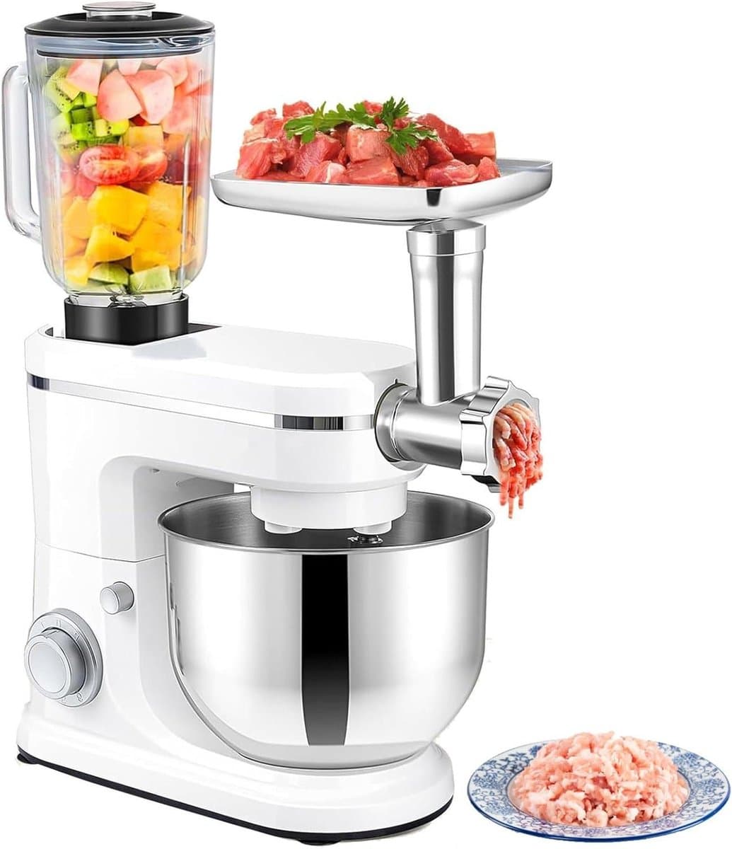 Keukenmachine - Mixer Blender - Bakken en Mixen - 3-in-1 Multifunctioneel - 6L Kom - Zilver — afbeelding 1