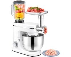 Keukenmachine - Mixer Blender - Bakken en Mixen - 3-in-1 Multifunctioneel - 6L Kom - Zilver