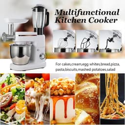 Keukenmachine - Mixer Blender - Bakken en Mixen - 3-in-1 Multifunctioneel - 6L Kom - Zilver — thumbnail 4