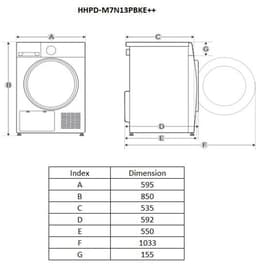 Heinner HHPD-M8N13PBKE++ Warmtepompdroger - 8 kg - 16 Programma’s - LED-display - Anti-kreuk - Trommelverlichting - 5 Jaar Garantie — thumbnail 13