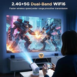 Draagbare Mini Beamer met Batterij, 4K Ondersteuning, WiFi 6 & Android TV — thumbnail 5