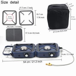 Novari - Gasbrander BBQ - Gasbrander camping - Gasbrander - 800W vermogen - Opvouwbaar ontwerp - Dubbele warmtebron - 54×22×8cm — thumbnail 3
