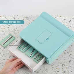 Keuken Voedsel Snijmachine - Groente Versnipperaar - Maaltijd Voorbereiding - 6-in-1 Roestvrijstaal - 24.5 cm Lengte - Lichtgroen — thumbnail 5