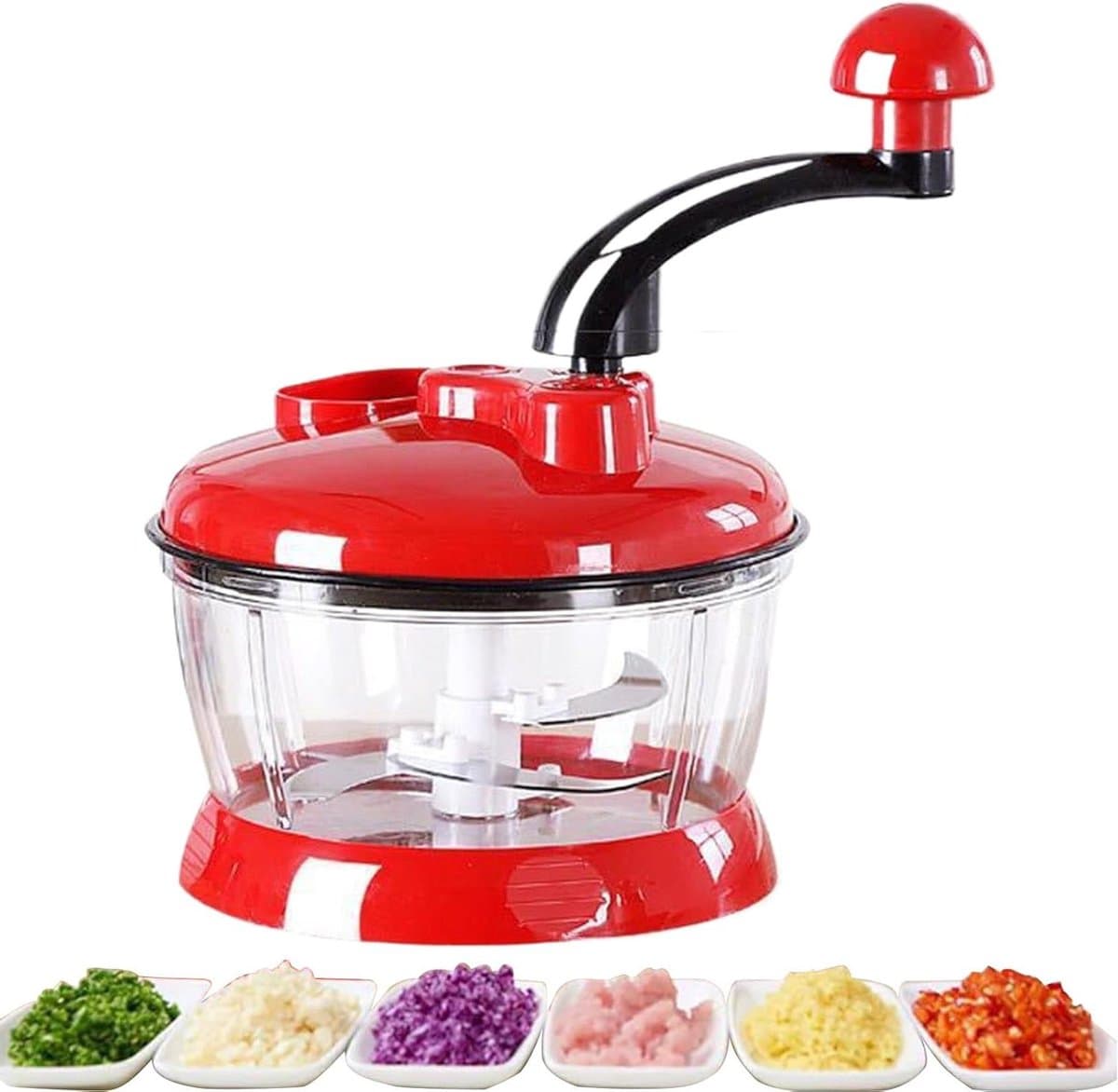Keukenmachine Groentesnijder - Salademolen Knoflookhakker - Snelle Maaltijdvoorbereiding - Handmatige Zwengelbediening - 26 x 21 x 17 cm - Wit — afbeelding 1