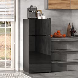 HAUSS SPOLE Minikoelkast – Met Vriesvak 92 Liter – 42,5 x 42,5 x 102 cm – Roestvrij Staal – Zwart – Voor Keuken En Kantoor — thumbnail 1