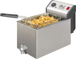 Friteuse - Frituurpan - Grote porties frituren - Dubbel verwarmingselement - 8 liter - Inox — thumbnail 1