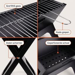Lomera Opvouwbare Barbecue - Draagbare Houtskool BBQ - Camping Barbecue - Houtskool Grill - Inklapbaar - Picknick Barbecue - Strand Barbecue - Festival BBQ - Tafelbarbecue - Meeneem Barbecue - Houtskoolbarbecue - Park Barbecue — thumbnail 5