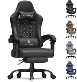 Homaxy - Game Stoel - Gaming Stoel - Bureaustoel - Ergonomische Bureaustoel - Gamestoel - Verstelbaar - Gaming Chair - Inclusief voetensteun - Zwart — thumbnail 1