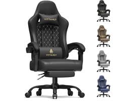 Homaxy - Game Stoel - Gaming Stoel - Bureaustoel - Ergonomische Bureaustoel - Gamestoel - Verstelbaar - Gaming Chair - Inclusief voetensteun - Zwart