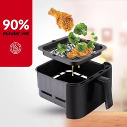 Heteluchtfriteuse - Airfryer Pan - Gezond Koken - Panoramisch Kijkvenster - 6.5 Liter - Zwart — thumbnail 4