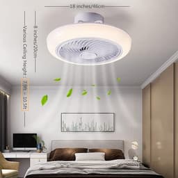 RGB Ventilator - Smart Lamp - Bluetooth Luidspreker - Dimbaar Met Afstandsbediening En App - Met Speaker - Plafondventilator - 46 cm - Woonkamerlamp - Moderne lamp — thumbnail 2