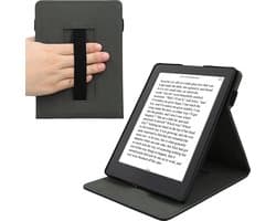 kwmobile e-reader hoesje geschikt voor Kobo Aura H2O Edition 2 hoes - E reader flip case van kunstleer - Ereader cover met handgrip en stand - In zwart