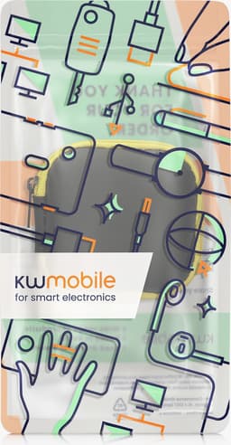 kwmobile Square Carrying Case for Earphones - Portable Storage Bag Pouch for Headphones Earbuds Small Objects with Zipper - Yellow / Black — thumbnail 2