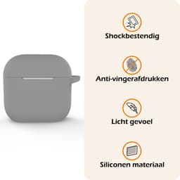 Hoesje - Geschikt voor Apple AirPods 4 - met Clip - Siliconen Hoes - Silicone Case Cover - Grijs — thumbnail 3