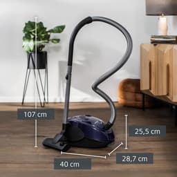 Stofzuiger met zak - Cilinderstofzuiger - Huis schoonmaken - Hygiënefilter - 700 watt - Blauw — thumbnail 3