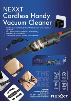 Nexxt Draadloze Handstofzuiger 60W - 4000PA - Nat- en Droogzuiger — thumbnail 3