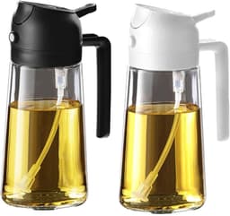 Gigicial Olijfoliedispenser - Olijfoliedispenser - 2-in-1 spray- en schenkfunctie - 2 stuks - Geschikt voor airfryers en salades, zwart/wit — thumbnail 1