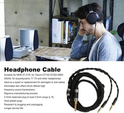 Hoofdtelefoonkabel 4.4mm Gebalanceerd naar Dubbel 3.5mm - Verzilverde Audiokabel 1.2m — thumbnail 3
